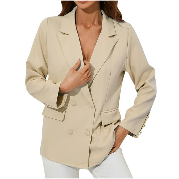 IROINNID Women's Blazer Jacket Long Sleeve Solid Color Peak Lapel Outwear, Leisure Autumn/Winter Collection Jacket Lapel Small Suit