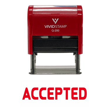 Vivid Stamp Accepted Self Inking Rubber Stamp (Red Ink) - Medium
