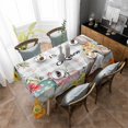 thumbnail image 4 of Easter Plaid Rectangle Tablecloth, Spring Watercolor Bunny Flower Grey Checkered Waterproof & StainResistant Tablecloth, Washable Oil-proof Table Cover for Dining/Party/Wedding/Buffet 60x84 In, 4 of 9