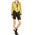 thumbnail image 2 of Chaqueta bomber corta con cremallera metálica y cuello de pie para mujer INSPIRE CHIC en color dorado, 2 of 8