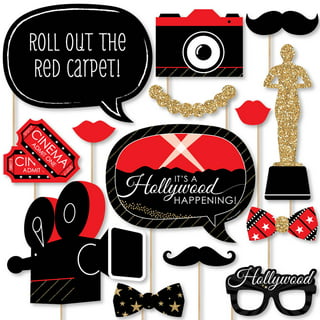 Big Dot of Happiness Red Carpet Hollywood - Movie Night Party Decor and Confetti - Terrific Table Centerpiece Kit - Set of 30