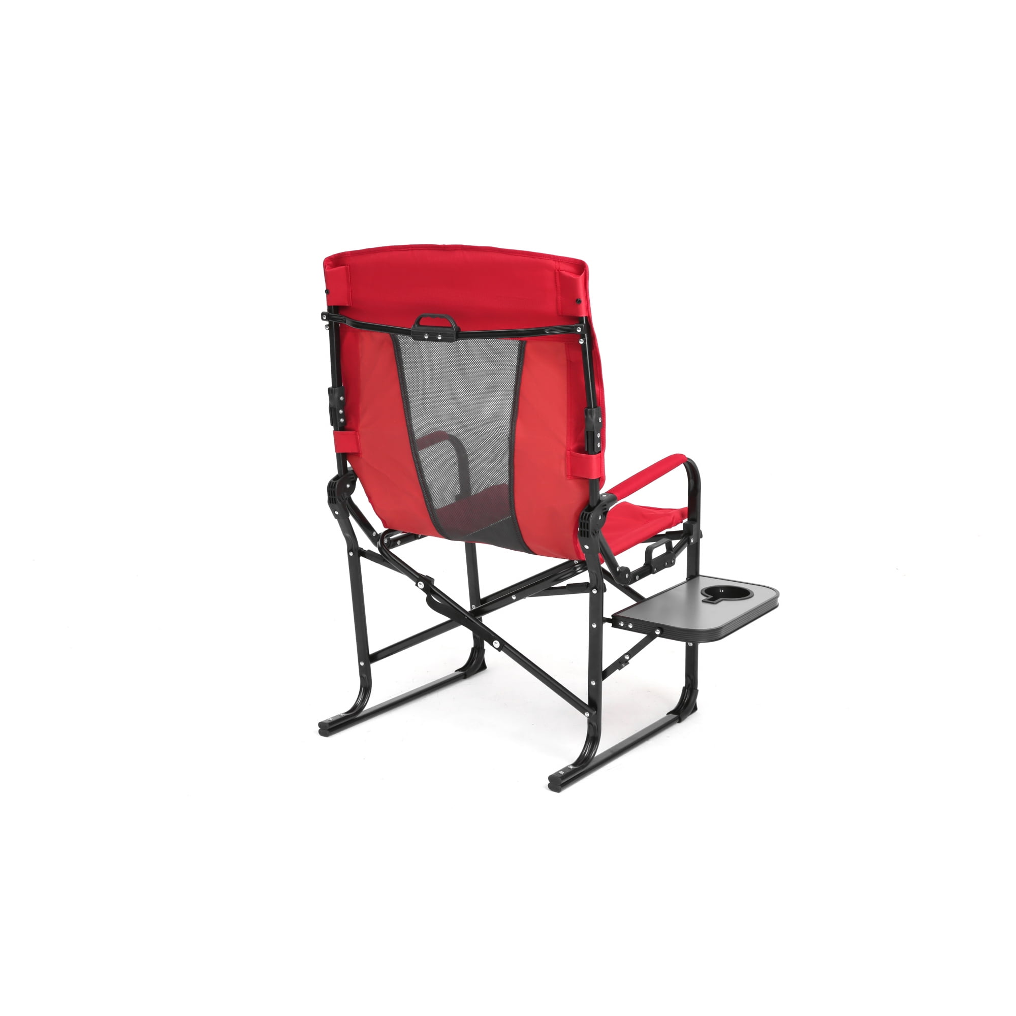 Leumius Camping Directors Chair,Oversized Heavy Duty Portable Folding Camping Chair with Side Table, Pocket for Beach,Fishing,Trip,Picnic,Lawn,Red