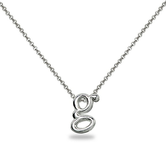 G Letter Initial Alphabet 925 Silver Necklace, 15 inches with extender