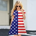 thumbnail image 2 of Quealent 4th of July Dress Girls Dresses Summer Swing Short Sleeve Casual Clothes for Little Kids Independence Day Outfits Blue,5-6 Years, 2 of 4