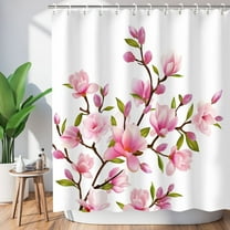 Pink Floral Shower Curtain for Bathroom Flower Shower Curtain Pink Shower Curtain Flowered Pink and White Bright Pretty Floral Bathroom Decor, 72" W X 72" H