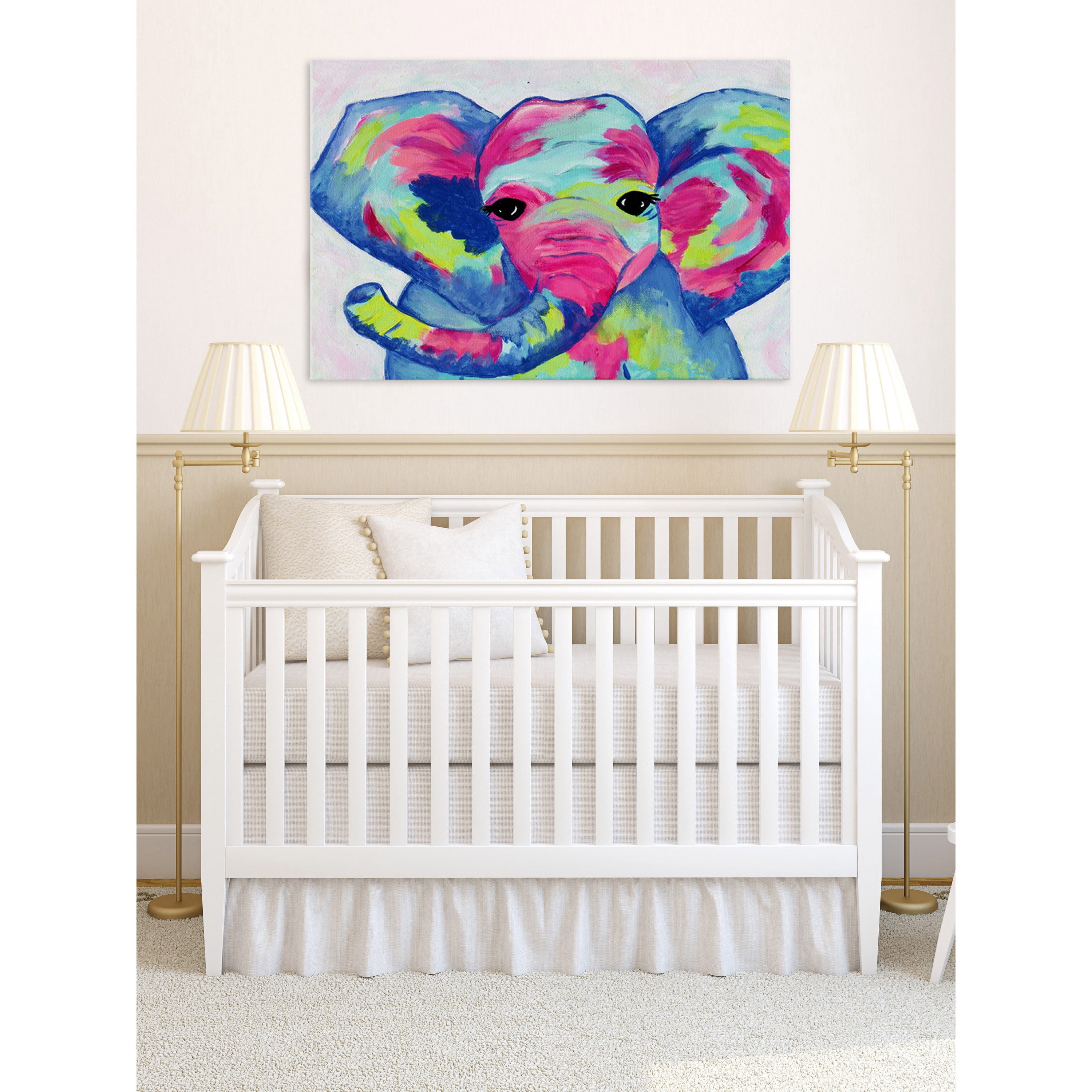 Marmont Hill "Colorful Elephant" by Jill Lambert Painting Print on Wrapped Canvas