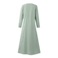 thumbnail image 5 of Robes d'Été pour Femmes Mode pour Femmes Manches Longues Couleur Unie Coton Lin Col Rond Robe avec Poches Robes de Cocktail pour Invitée de Mariage en Liquidation, 5 of 5