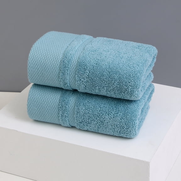 Xiao Hua 2-pack pure cotton thick towel, home hotel hand towel, soft and absorbent, can be used as a face towel. Hand towel, suitable for home bathroom,blue