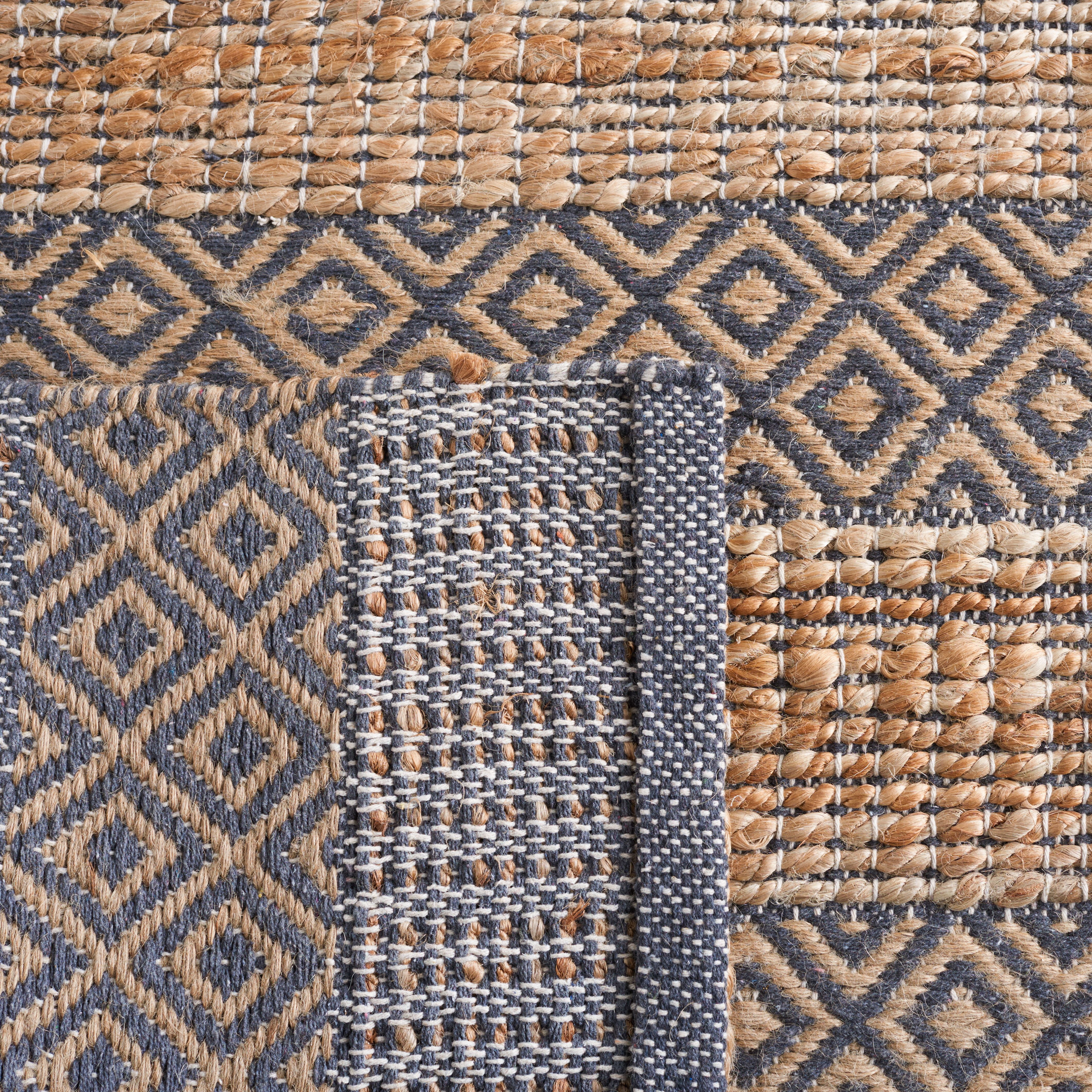 SAFAVIEH Natural Fiber Wenonah Striped Area Rug, Charcoal/Natural, 10' x 14'