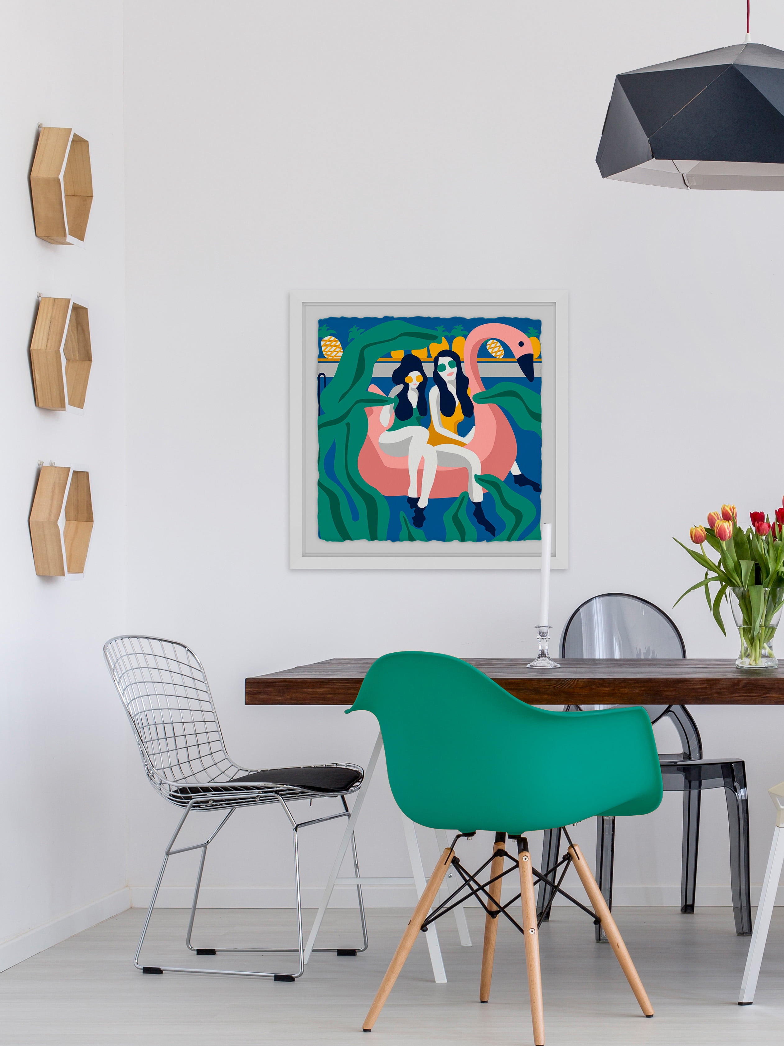 The Floating Flamingo Framed Painting Print