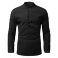 thumbnail image 3 of Chemise Décontractée Unie à Col Montant Manches Retroussables T-Shirt Manches Longues pour Hommes, 3 of 6