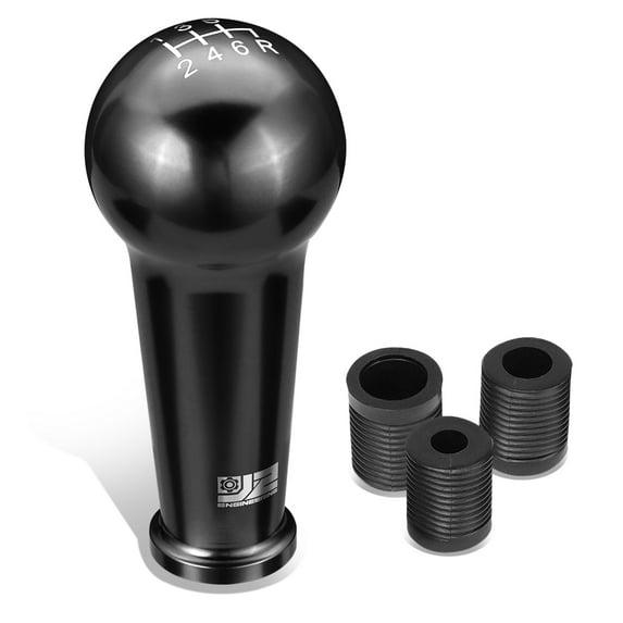 J2 Engineering J2-SK-005-BK Universal Fits 6-Speed Manual Transmission Ball Teardrop Style Shift Knob & Thread Adapters Black