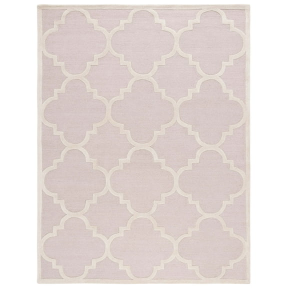 SAFAVIEH Cambridge Justine Geometric Wool Area Rug, Light Pink/Ivory, 9' x 12'