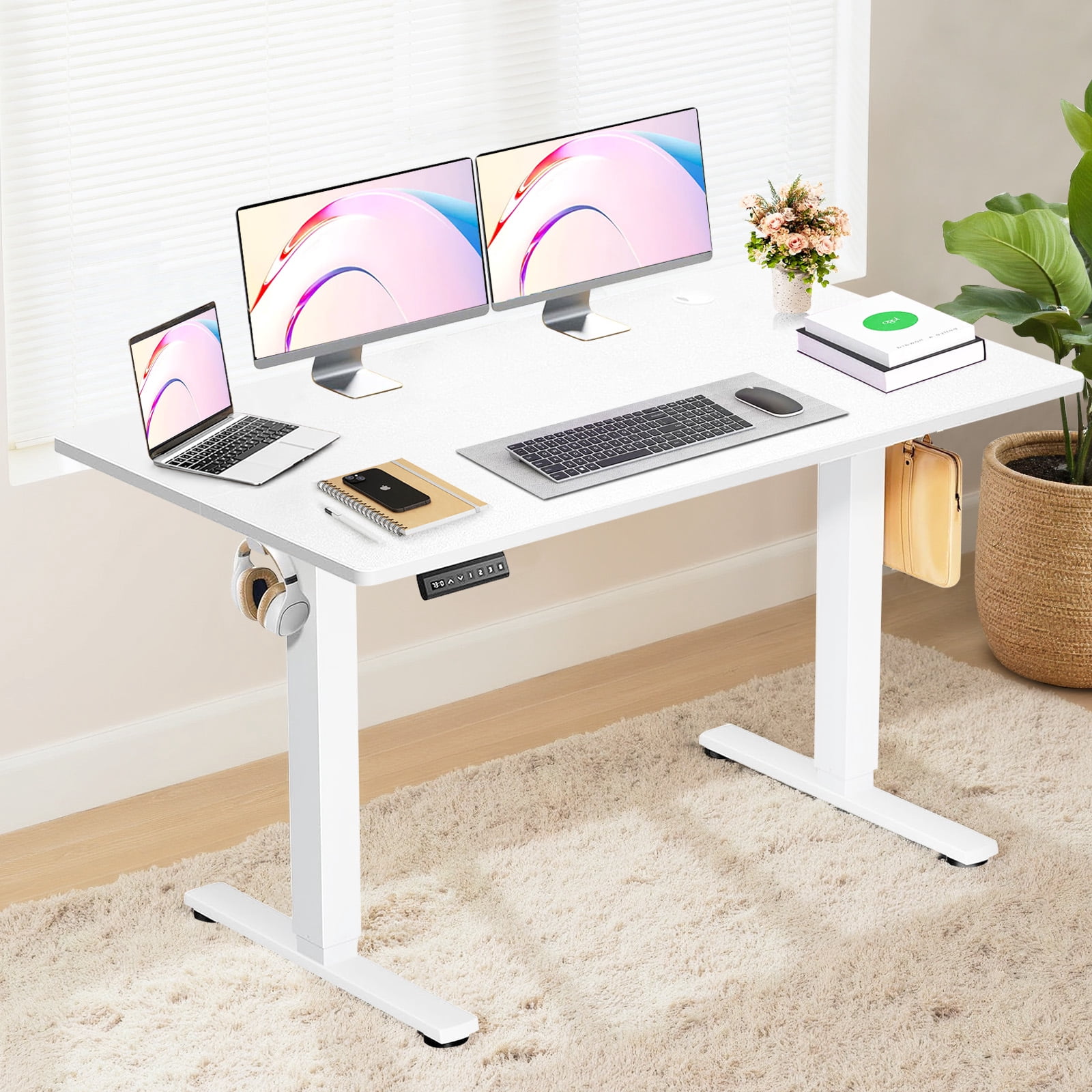 55" x 24" Electric Height Adjustable Standing Desk with Memory Presets, Ergonomic Sit-to-Stand Desk for Home Office, White