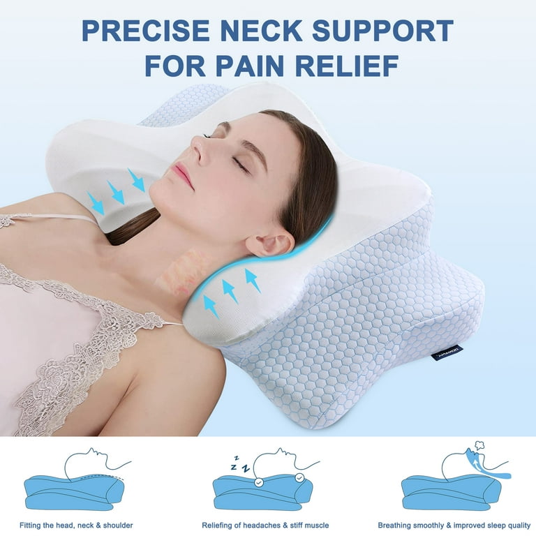 8X Support Side Sleeping Pillow for Neck Pain Relief, Adjustable Cervical  Pillow Fit Shoulder Perfectly, Ergonomic Contour Memory Foam Pillows with