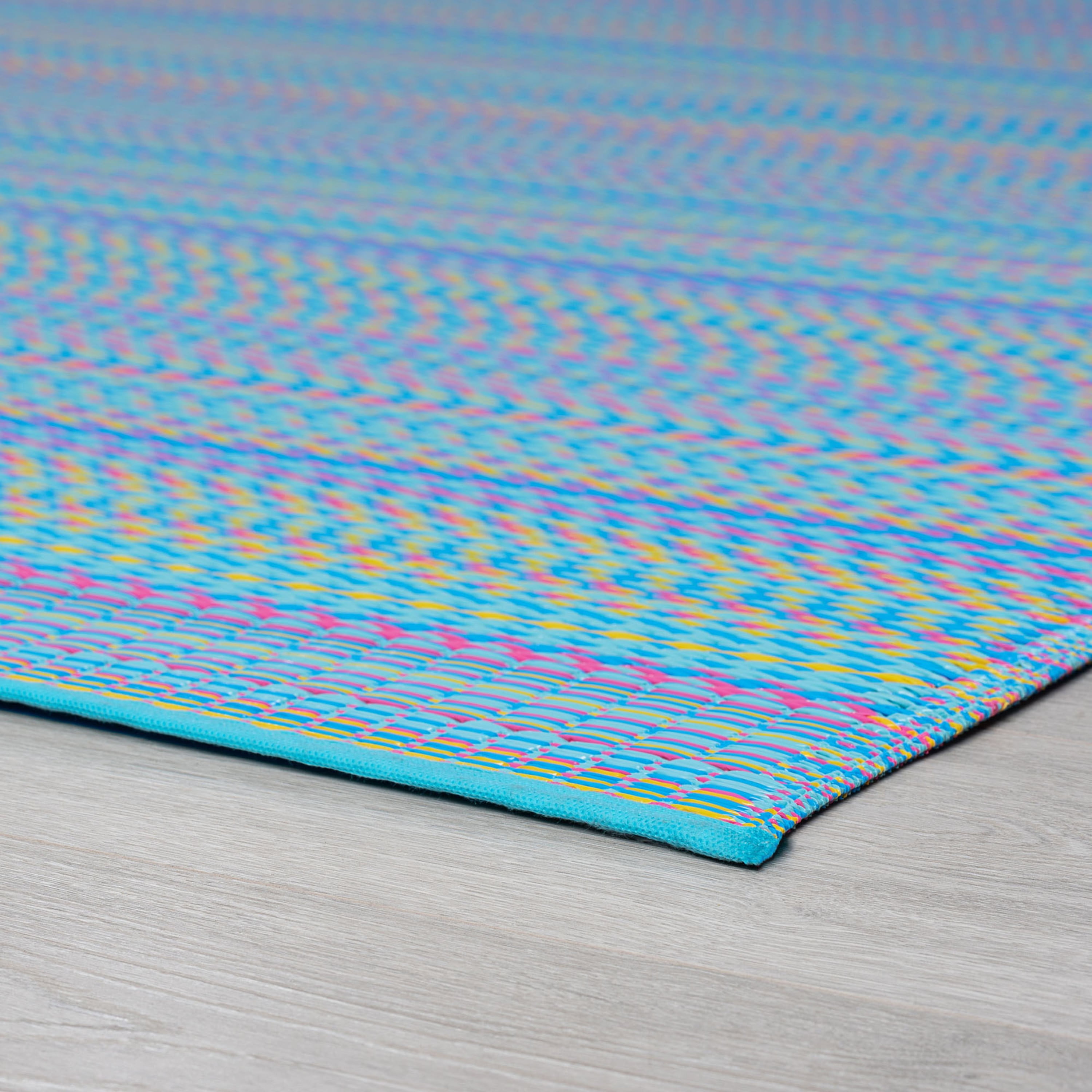 8x10 Reversible Multicolor Polypropylene Outdoor Stripe Area Rug
