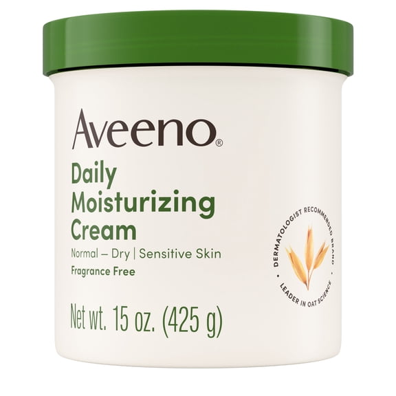 Aveeno Daily Moisturizing Body and Face Cream, Fragrance Free, 15 oz