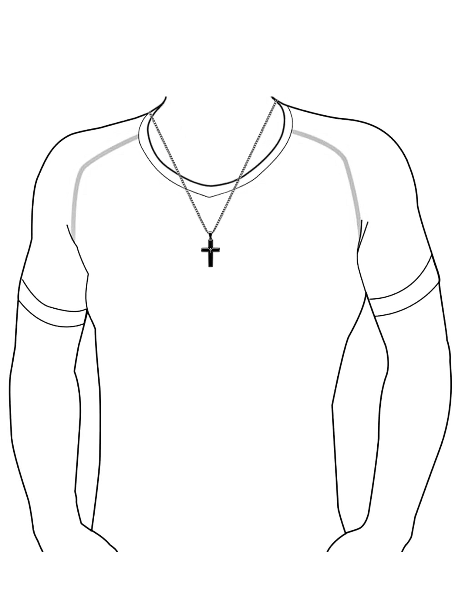 Brilliance Fine Jewelry Men's Black IP Stainless Steel Diamond Accent Cross - Mens Pendant Necklace Chain