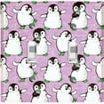 thumbnail image 1 of Metal Light Switch Plate Cover Cute Penguins Ice Skating Purple BRD003, 1 of 13