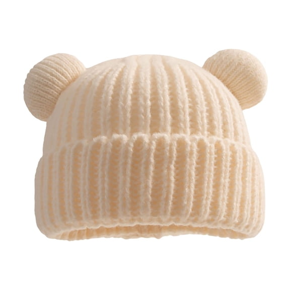NOEGOEU Toddler Baby Beanie Kids Knit Winter Hat Infant Beanies Winter Hats for Newborn Kids (White,1-10 Years)