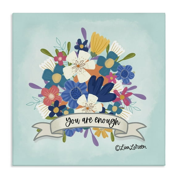 Stupell Industries Floral You Are Enough Plants & Flowers Painting Wrapped Canvas Art Print Wall Art, 17 x 17