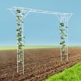 thumbnail image 4 of White Garden Trellis Supersize Flattop Garden Arch for Wedding,141.7" L x 106" H Garden Arch Arbor Trellis for Climbing Plants Outdoor,Galvanized Steel Pipe Coated with Plastic, 4 of 16