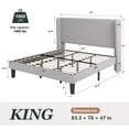 thumbnail image 4 of Amolife King Size Platform Bed Frame with Velvet Upholstered Wingback Headboard, Light Gray, 4 of 13