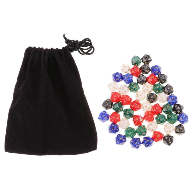 de Dados Poliédricos D20 de 50 Piezas con Bolsa para s de RPG e Mazmorras Y Dragones Hugo Dados poliédricos