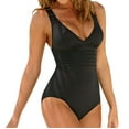 thumbnail image 2 of Finelylove One Piece Swimsuit Tummy Concealing Halter Bra Style Bikini Black XL, 2 of 8