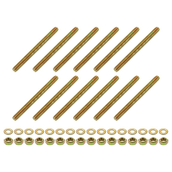 12Pack Fully Threaded Rod, 5/16"x3-1/2" Zinc-Plated Carbon Steel with Nuts Washer