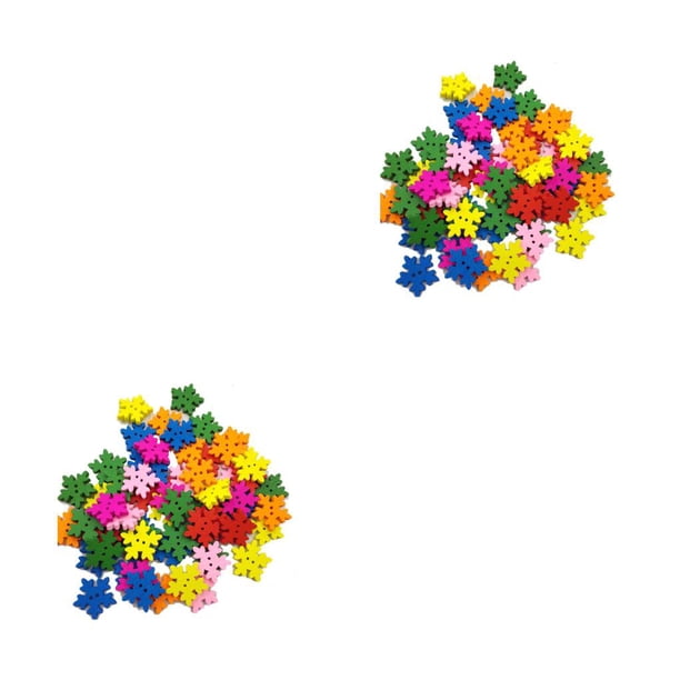 Jumpingount Paquete de 100 botones de copo de nieve 2 agujeros botón para álbum de recortes sujetadores decorativos DIY adornos ropa Vistoso 2piezas