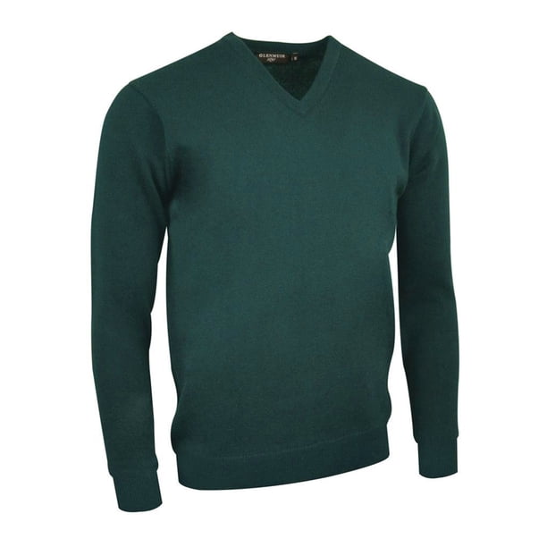 Glenmuir - Jersey de lana de cordeo cuello pico Modelo Lomond hombre caballero (Verde botella) Glenmuir UTRW515_bottlegreen