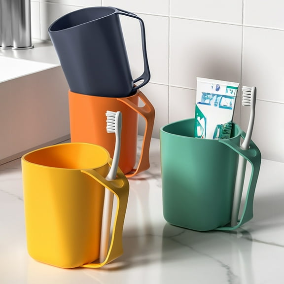 Kcavykas Bathroom Toothbrush Cup Original Kids Toothbrush & Mouthwash Cup Scandinavian Easy-Handle Multifunctional Rinse Cup High-Color Durable Holder Bathroom Essentials