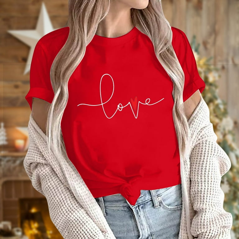 Lightning Deals of Today Prime Clearance Valentines Day Shirts for Teachers  Pretty Shirts for Women Cotton Tops for Women Casual Summer Sexy Tops for