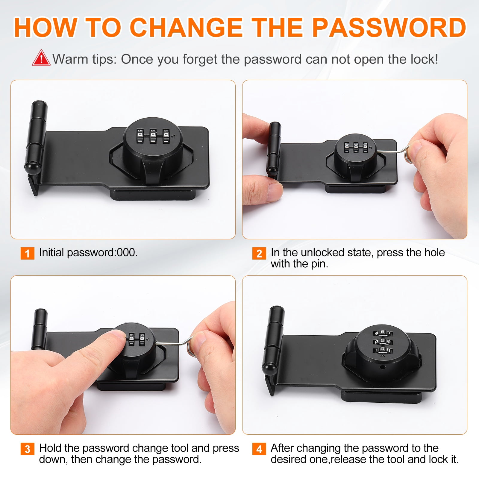 Uxcell Keyless Cabinet Lock with Combination Code - 90 Degree 5 Inch Password Hasp Latch Lock Mechanical Password Rotary Hasp, for Office Filing Cabinets Drawer Closet, Black