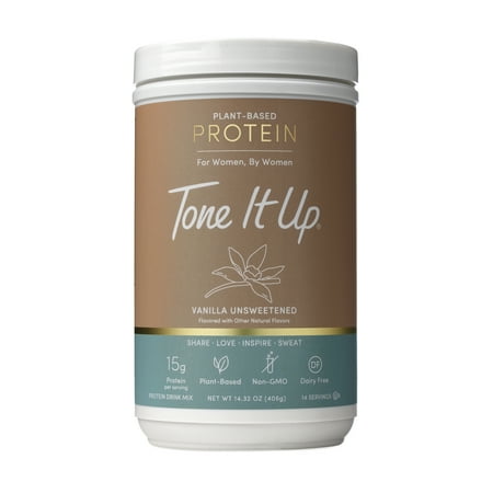Tone It Up Plant Based Protein Powder, Vanilla Unsweetend, 15g Protein, 14 Servings