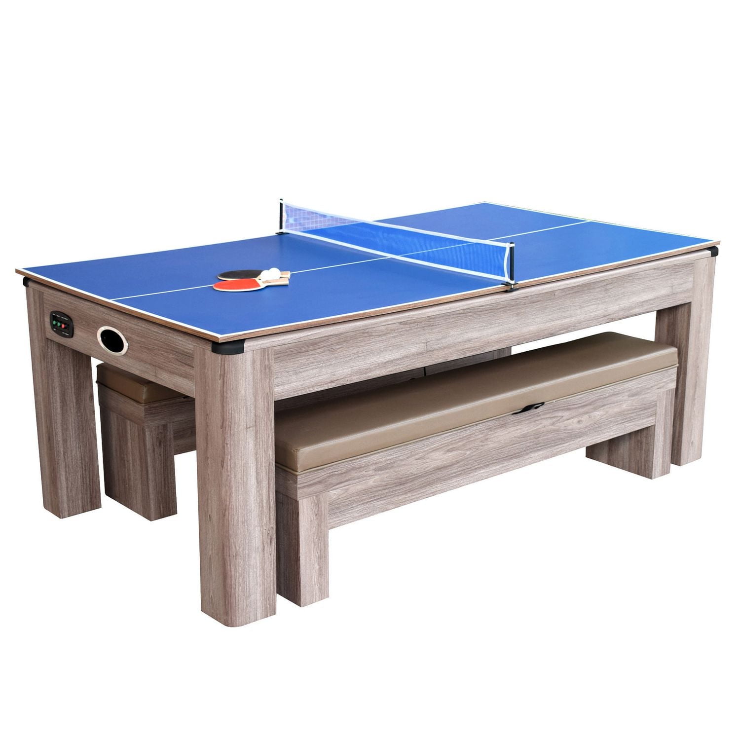 Ens. table d’air hockey Driftwood de Hathaway de 2,13 m (7 pi) avec bancs