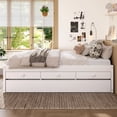 thumbnail image 3 of LHYY Full Platform Bed with Trundle and 2 drawers,SolidWood Beds with Power strip,White, 3 of 12