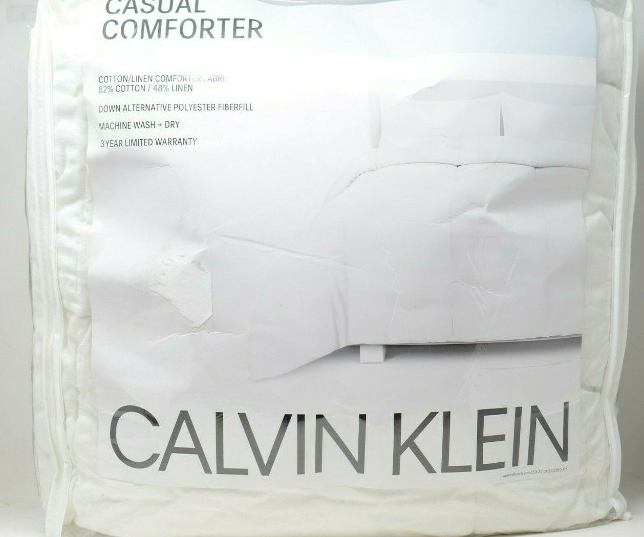 Calvin Klein Casual Linen Comforter size Full/Queen White 