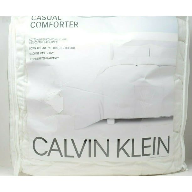 Calvin Klein Casual Linen Comforter size Full/Queen White 