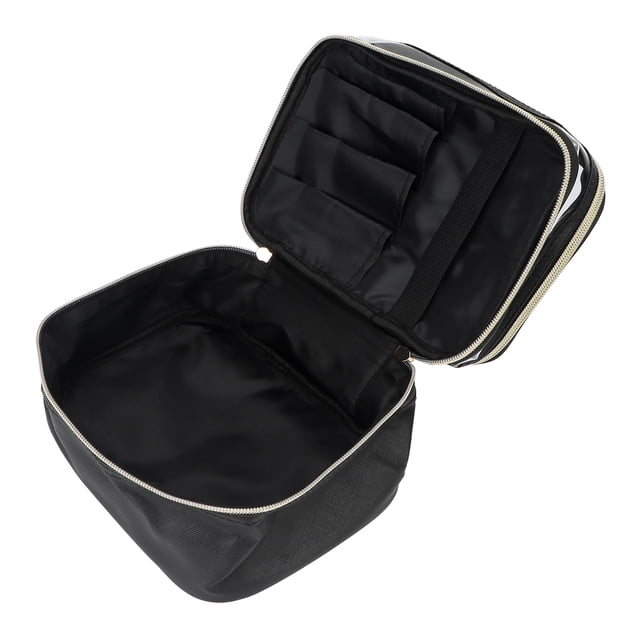 Bolso cosmético del maquillaje, bolso cosmético negro multiusos de la alta capacidad para el viaje Demonsen None
