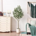 thumbnail image 5 of Artificial Olive Tree 6ft, Tall Faux Olive Trees with Planter, Potted Large Artificial Plants Indoor - Realistic Leaves & Fruits, Silk Fake Tree for Home Office Decor, 5 of 6