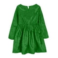 thumbnail image 6 of NAISIBABY Girls Long Sleeve Dresses, Shiny Pleated Crew Neck Fashion Party Casual Midi Dresses Green 9T, 6 of 9