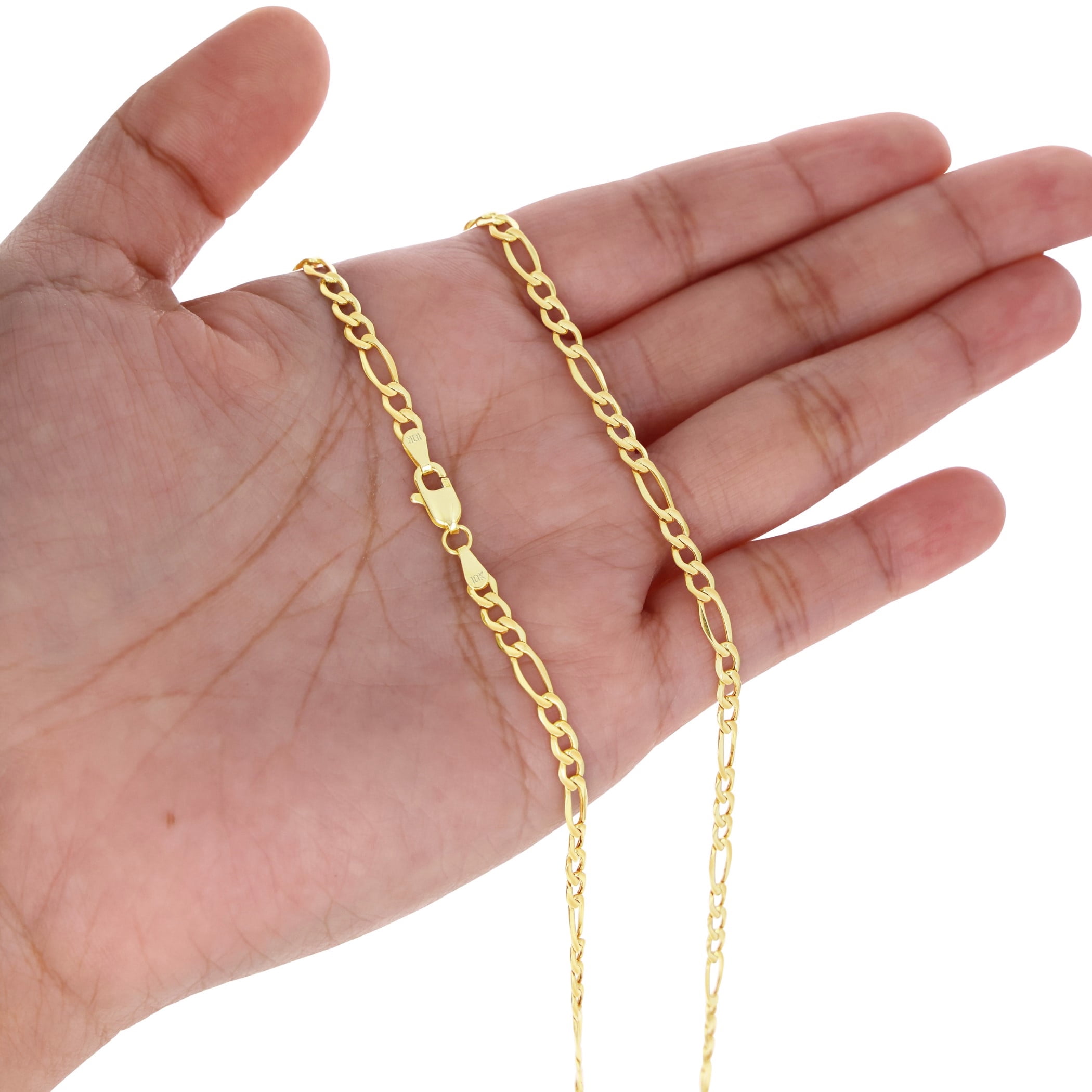 Nuragold 10k Real Yellow Gold Figaro Link 3.5mm Chain Necklace (16"-30") Italian Jewelry for Men & Women