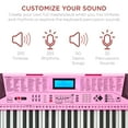 thumbnail image 3 of Best Choice Products 61-Key Beginners Complete Electronic Keyboard Piano Set w/ LCD Screen, Lighted Keys - Pink, 3 of 7