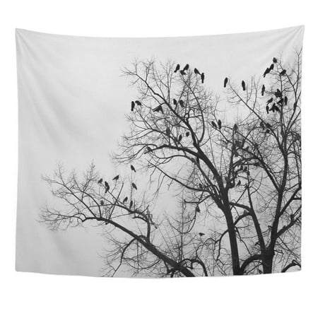 Bird Decor For Home REFRED Black Crows in Trees Darkness Halloween Birds Nest Wall Art Hanging Tapestry Home Decor for Living Room Bedroom Dorm 51x60 inch ()