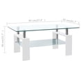 thumbnail image 2 of vidaXL Coffee Table White and Transparent 95x55x40 cm Tempered Glass, 2 of 5