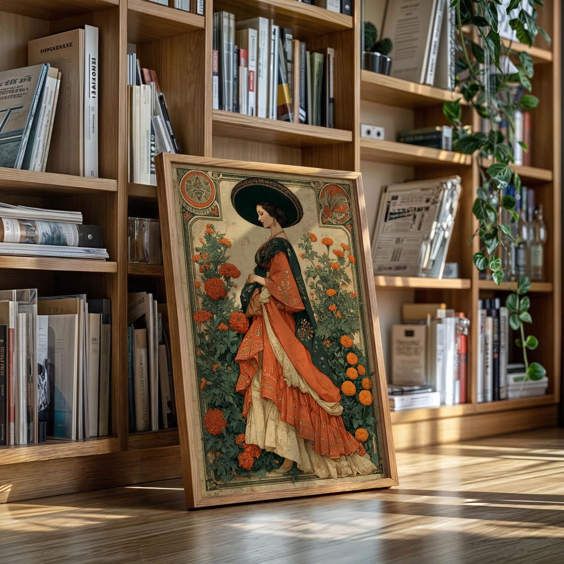 Marigold Garden Vintage Wall Art Print Mexican Floral Decor