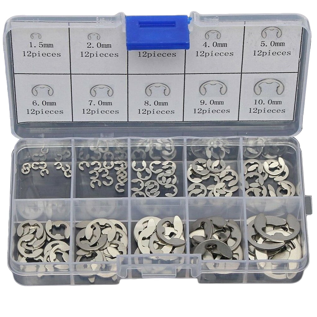 120pcs Steel E-Clip Retaining Circlip kit High strength Stainless Clamp E-Clip 