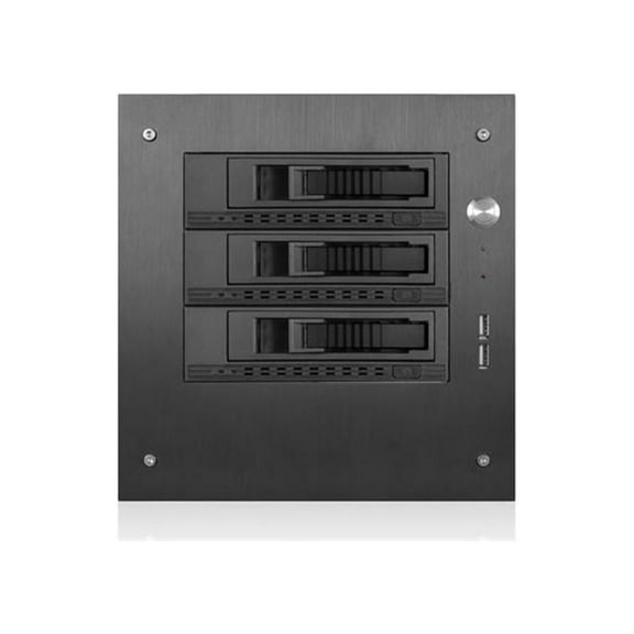 iStarUSA S-35-3M1BK Black Aluminum / Steel Tower Compact Stylish 3x 3.5" Hotswap mini-ITX Tower - Black HDD Handle